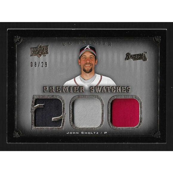 John Smolz 3 COLOR PATCH 2008 Upper Deck #PS-JS Premier Swatches Black /29